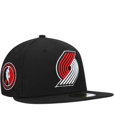 Shop New Era Men's Black Portland Trail Blazers Team Logoman 59fifty Fitted Hat