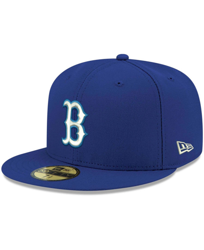 New Era Men's Royal Boston Red Sox Logo White 59fifty Fitted Hat In Royal
