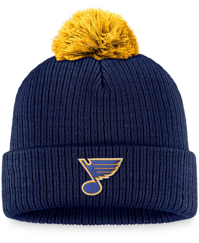 Shop Fanatics Men's Navy St. Louis Blues Team Cuffed Knit Hat With Pom