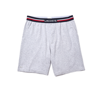 Shop Lacoste Men's Stretch Tonal Waistband Pajama Shorts In Silver-tone Chine