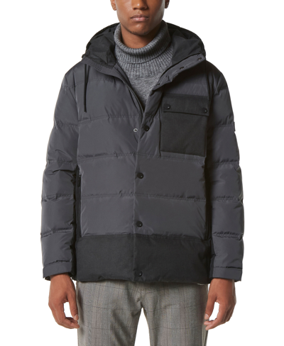 Shop Marc New York Men's Halifax Fabric Blocked Quilted Hooded Trucker Jacket In Shadow Grey