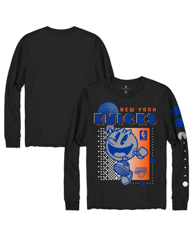Shop Junk Food Men's Black New York Knicks Pac Man Fast Break Long Sleeve T-shirt