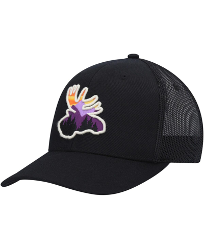 Shop Local Crowns Men's Black Moose Animal Collection Forest Views Trucker Snapback Hat