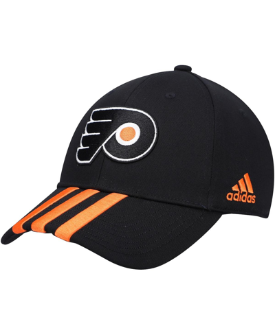 Shop Adidas Originals Men's Black Philadelphia Flyers Locker Room Three Stripe Adjustable Hat