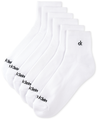 Shop Calvin Klein Athleisure Men's Solid Cushion Quarter Socks, Six Pairs In White