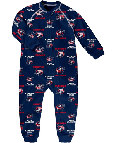 Shop Outerstuff Toddler Navy Columbus Blue Jackets Team Print Raglan Sleeve Full-zip Jumper Pajamas