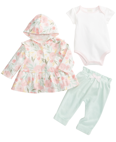 Shop First Impressions Baby Girls Jacket, Bodysuit And Pants Take Me Home 3 Piece Set, Created For Macy's In Barely Green
