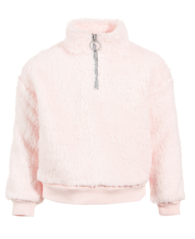 Shop Ideology Little Girl Sherpa Quarter-zip Pullover, Created For Macy's In Pink Polish