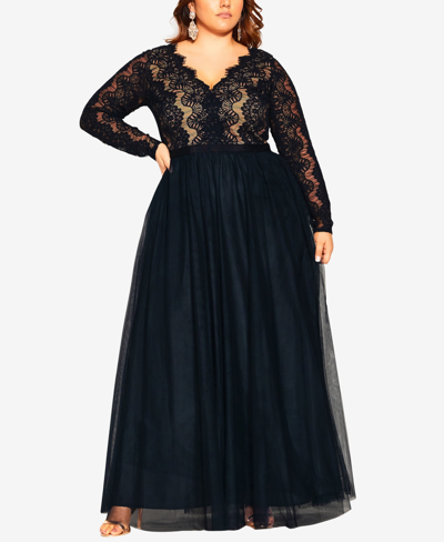 Shop City Chic Trendy Plus Size Rare Beauty Maxi Dress In Navy