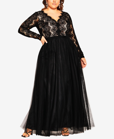 Shop City Chic Trendy Plus Size Rare Beauty Maxi Dress In Black