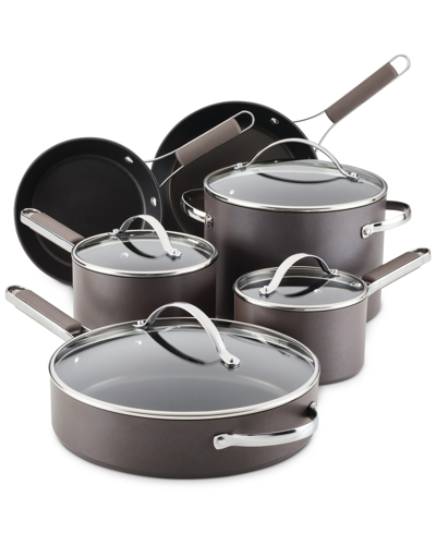 Shop Ayesha Curry 10-pc. Hard-anodized Collection Nonstick Cookware Set In Charcoal