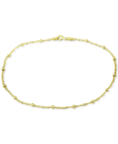 GIANI BERNINI BEADED SINGAPORE LINK ANKLE BRACELET IN 18K GOLD-PLATED STERLING SILVER, CREATED FOR MACY'S 