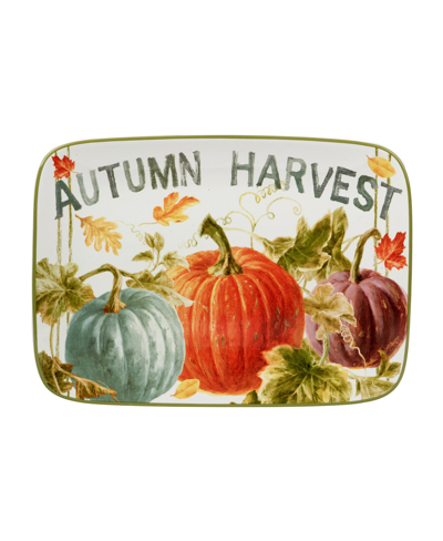 Certified International Autumn Harvest Earthenware Serving Platter In Orange