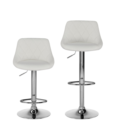 Shop Abbyson Living Abbyson Baxter Adjustable Counter Bar Stool, Set Of 2 In White