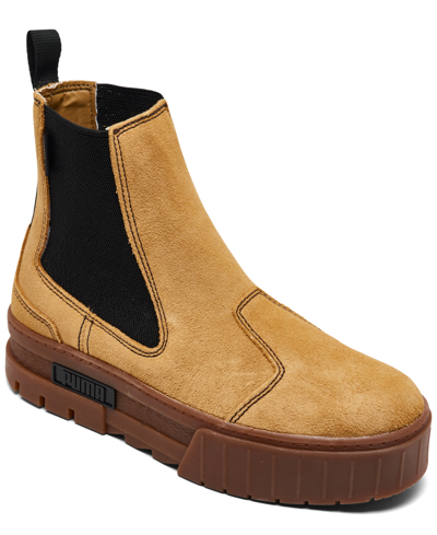 Shop Puma Women's Mayze Chelsea Suede Boots From Finish Line In Taffy
