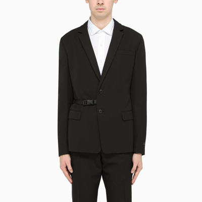 Shop Prada Wool Gabardine  Holiday Single-breasted Jacket In Black