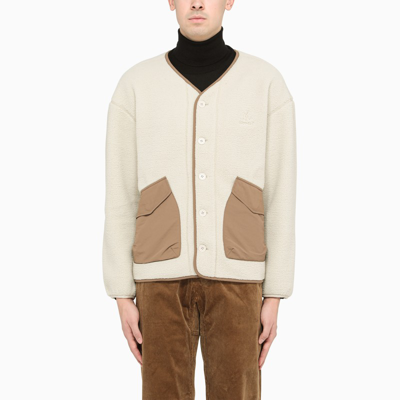 Shop Gramicci Camel Fleece Cardigan In White