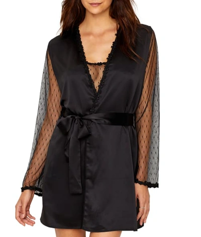 Shop Flora Nikrooz Showstopper Charmeuse Robe In Black