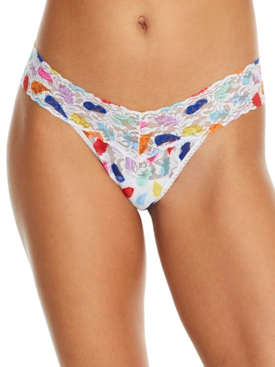 Shop Hanky Panky Playful Signature Lace Low Rise Thong In White Multi