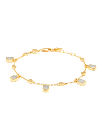 Shop Missoma Lena' 18k Gold-pleated Rainbow Moonstone Charm Bracelet In Metallic