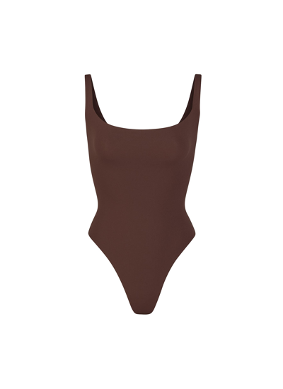 Shop Skims ‘fits Everybody' Square Neck Bodysuit In Brown