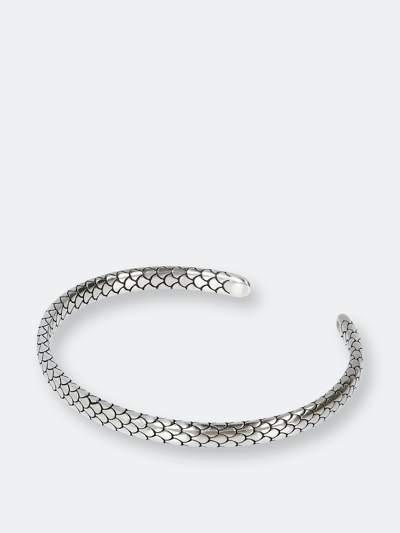 Shop Albert M. Cuff Bracelet With Mermaid Texture In Grey
