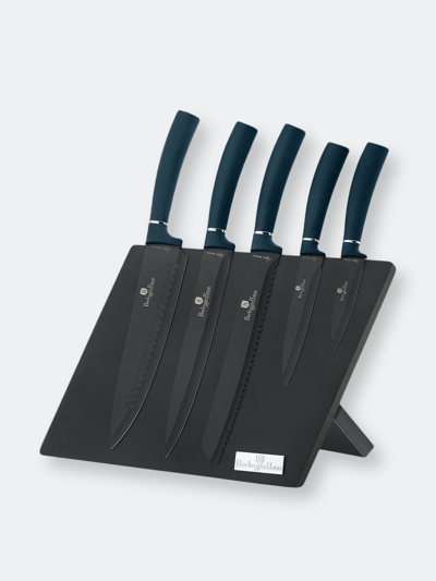 Shop Berlinger Haus 6-piece Knife Set W/ Magnetic Hanger Aquamarine Collection In Blue