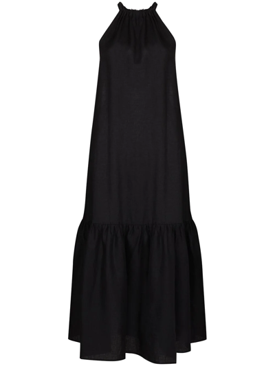 Shop Asceno Jody Long-sleeved Shift Dress In Black