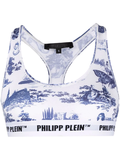 Shop Philipp Plein En Plein Air Logo Bra In White