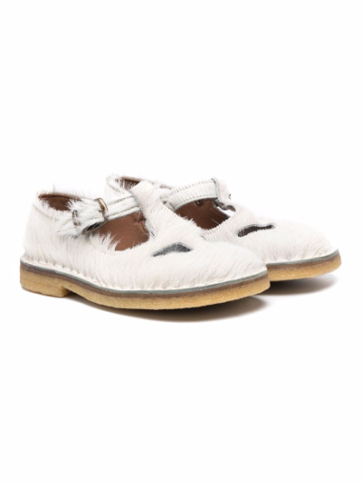 Shop Pèpè Cut-out Fur Sandals In White