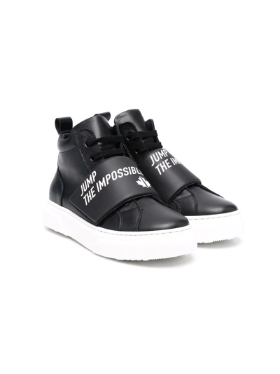 Dsquared2 Logo-print High-top Leather Sneakers In Black