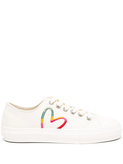Shop Paul Smith Kinsey Heart-embroidered Low-top Sneakers In White