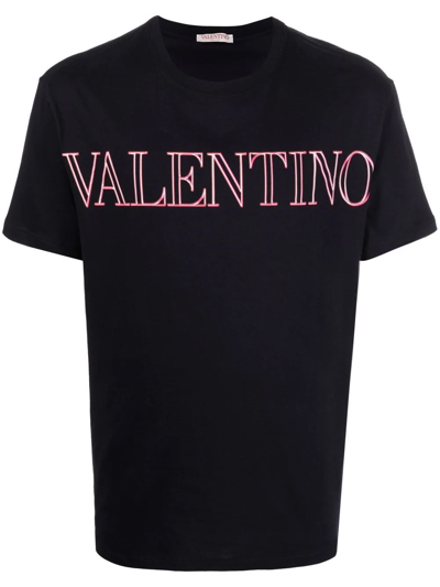 Shop Valentino Logo-print Cotton T-shirt In Black