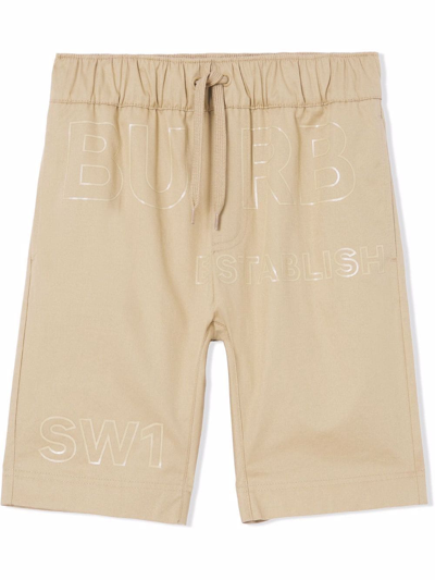 Shop Burberry Horseferry-print Cotton Shorts In Neutrals