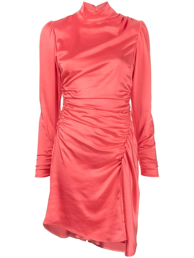 Shop A.l.c Turtleneck Ruched Midi Dress In Pink