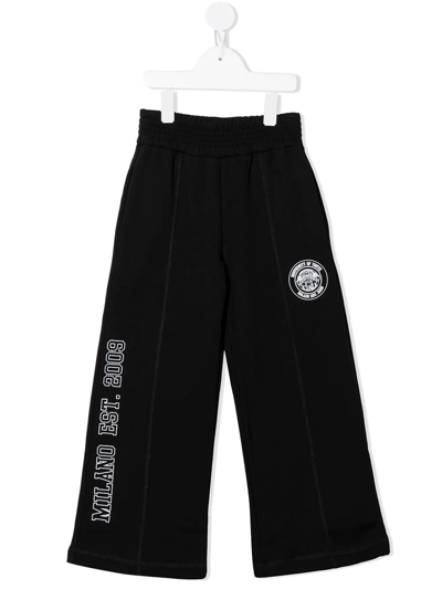 Shop Msgm Cotton-fleece Track Pants In Black