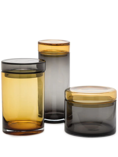 Shop Pols Potten Caps And Jars Glass Jars (set Of 3) In Neutrals