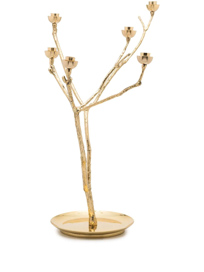 Shop Pols Potten Twiggy Textured Candle Holder In Gold