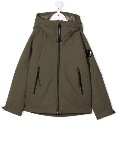 C.p. Company Teen Lens-embellished Padded Jacket In Green