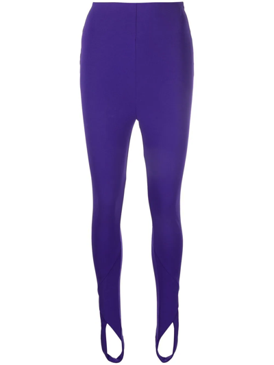 Shop Attico High-waisted Stirrup Leggings In Purple