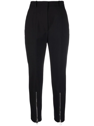 Shop Alexander Mcqueen Cropped Zip-detail Trousers In Black