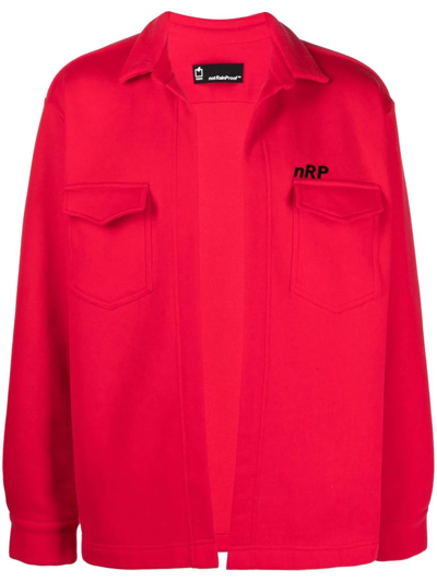 Shop Styland Organic Cotton Shirt Jacket In Red