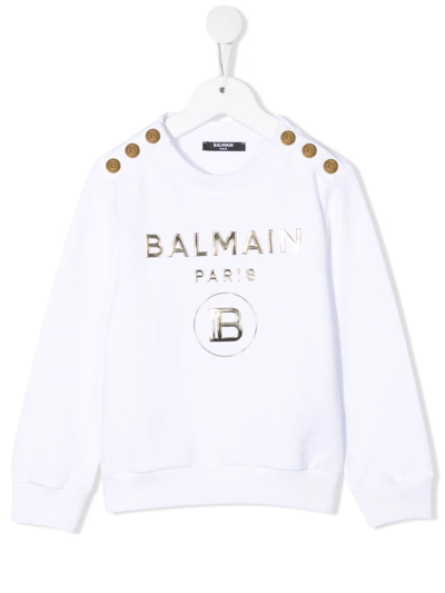 Balmain Logo-print Sweatshirt In White