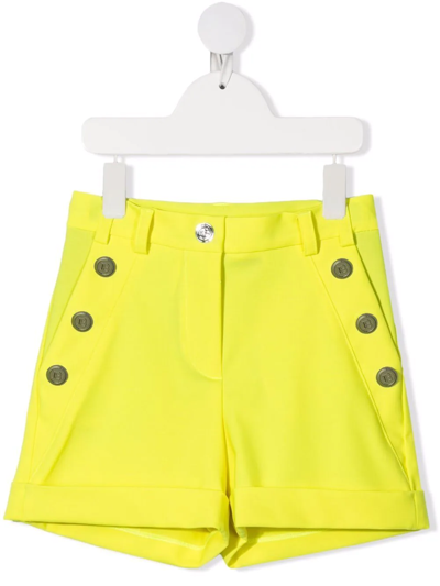 Shop Balmain Decorative-button Tailored Shorts In Yellow
