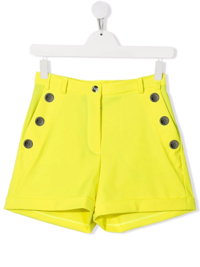 Shop Balmain Teen Decorative-buttons Tailored Shorts In Yellow