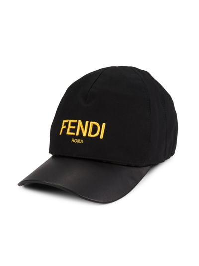 Shop Fendi Reversible Cotton Logo Baseball Cap In Black