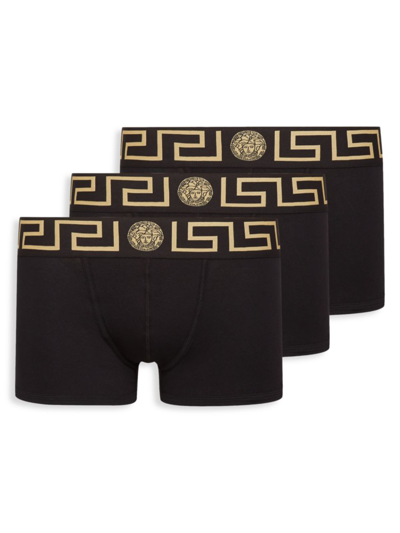 Shop Versace Men's Logo Boxers Set In Black Gold