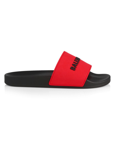 Shop Balenciaga Rubber Pool Slide Sandals In Red