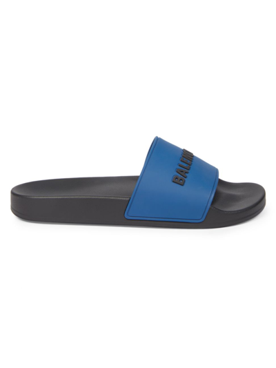 Shop Balenciaga Rubber Pool Slide Sandals In Blue