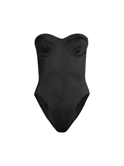 Shop Norma Kamali Women's Corset Mio One-piece Swimsuit In Black